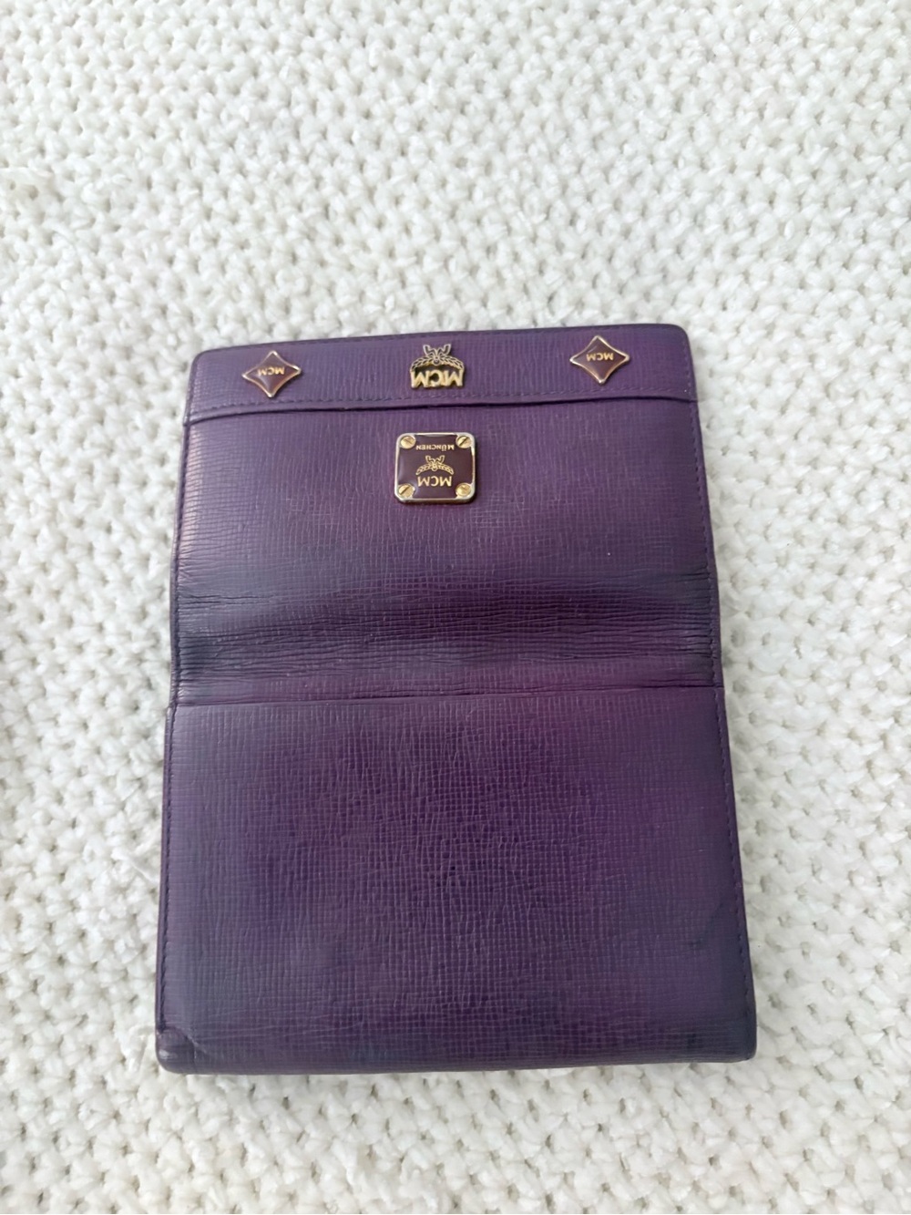 MCM Purple Leather Trifold Wallet- EUC - Picture 9 of 16